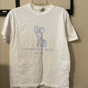 Cinderella & Co. White T-Shirt with Blue Logo
